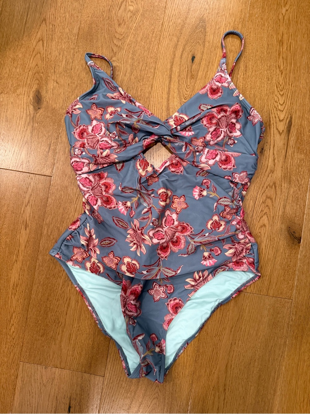 CUPSHE - new with tags Floral Twist Front One-Piece Swimsuit in Slate Blue